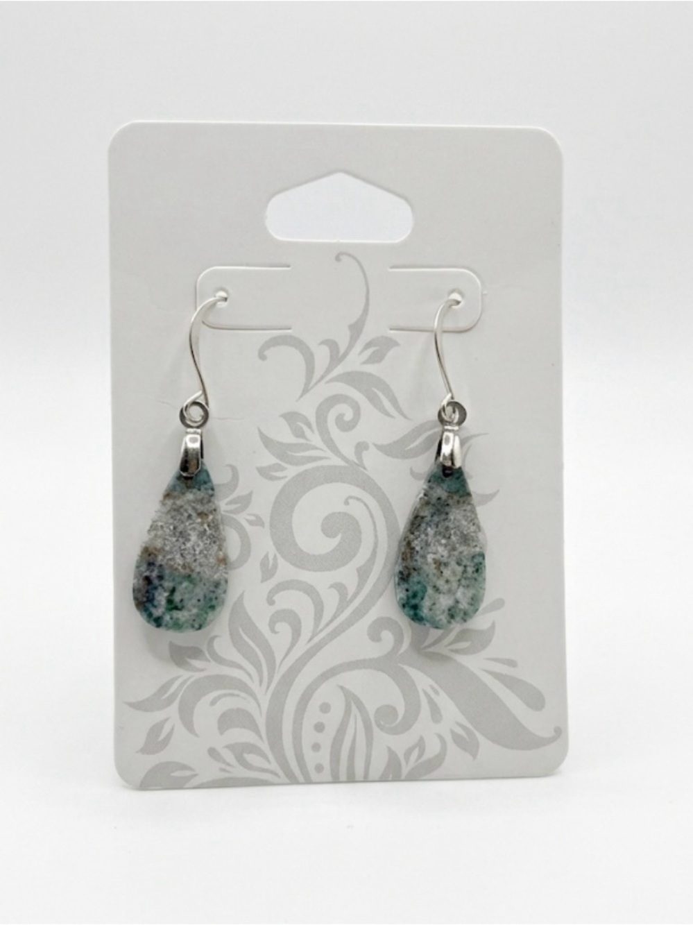 Handmade Teardrop Blue, Green and Gray Drop Earrings
